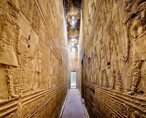 Egypt Tours from UK Interior of the ancient egyptian Temple of Horus at Edfu Egypt. Egypt Tours from UK - Interior of the ancient egyptian Temple of Horus at Edfu, Egypt